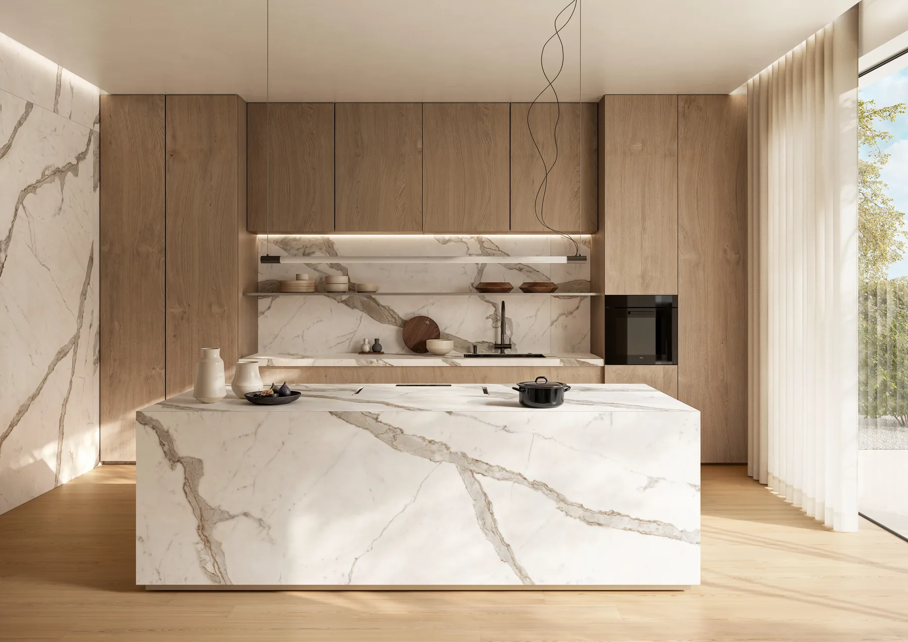 Interno con rivestimenti contemporanei