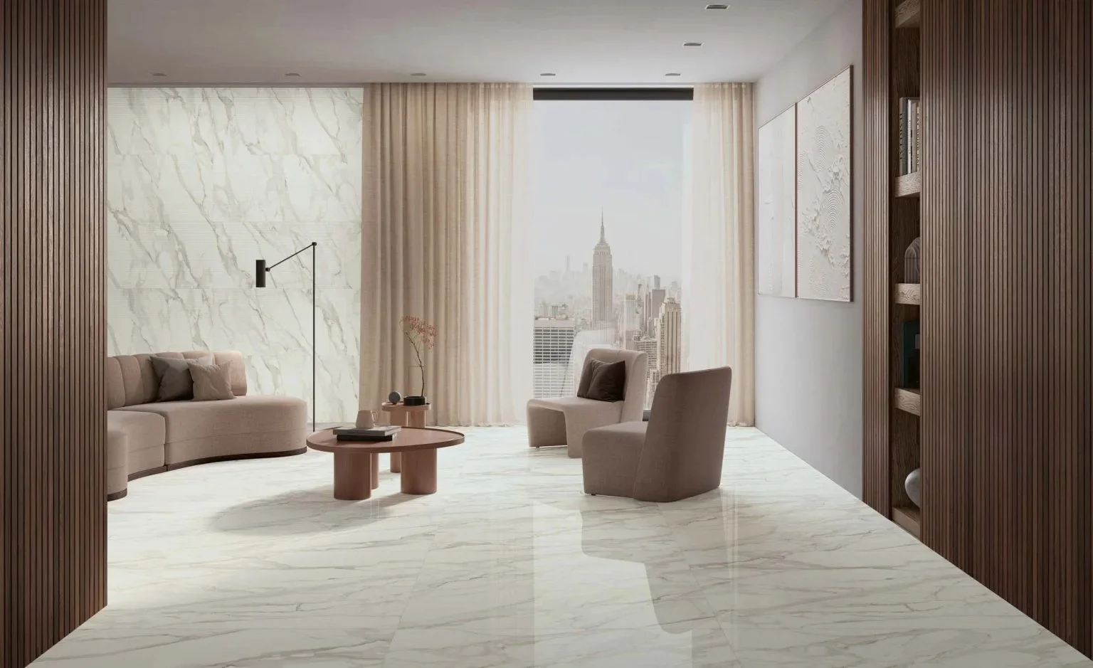 Ambiente progettato con pavimenti e rivestimenti